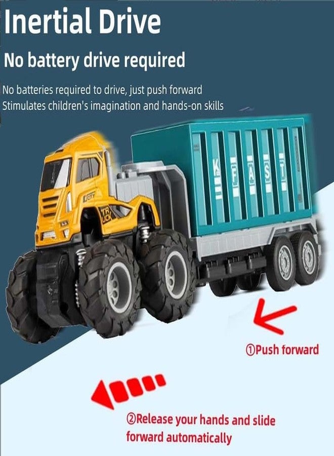 KONIGIN Play Game Kids Set of 2 Truck Toys Diecast Alloy Logistic Transportation Big Truck Toys with Friction Powered Miniature Toy for Boys and Girls (Multicolor) - Image 4